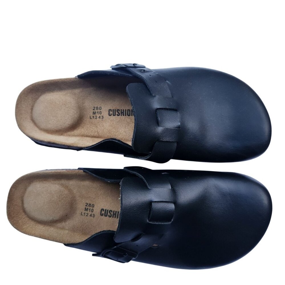 Cushionaire Black Clogs Mules M 10 W 12 EU 43 Arch Support & Adjustable Strap